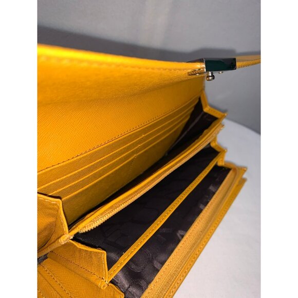 FINAL PRICE DROP Furla Leather Envelope Wallet Accordion Snap Mustard Yellow - Picture 8 of 13